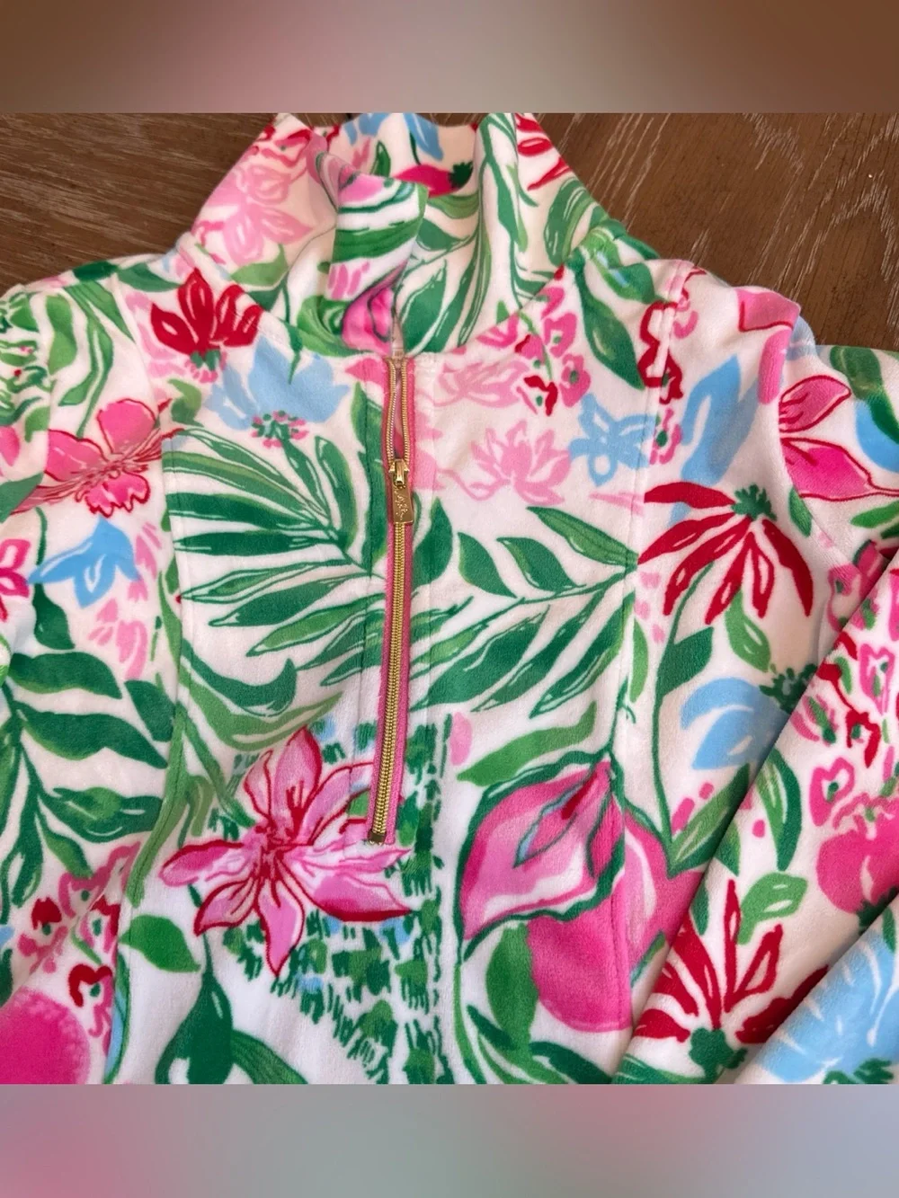 LILLY PULITZER mini eleni velour half zip pullover and joggers in glowing garden